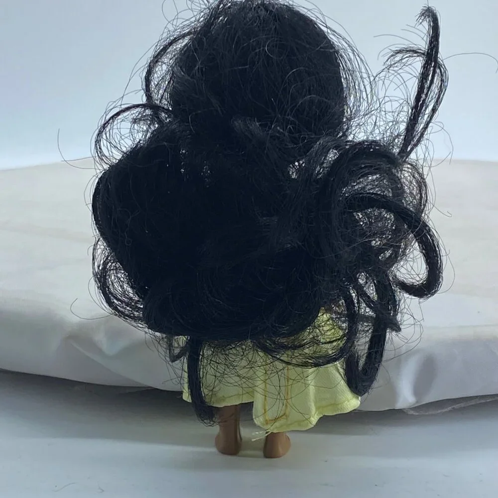 Little Girl Doll Toy Brown Black Yellow Dress Bow Long‎ Curly Hair 4